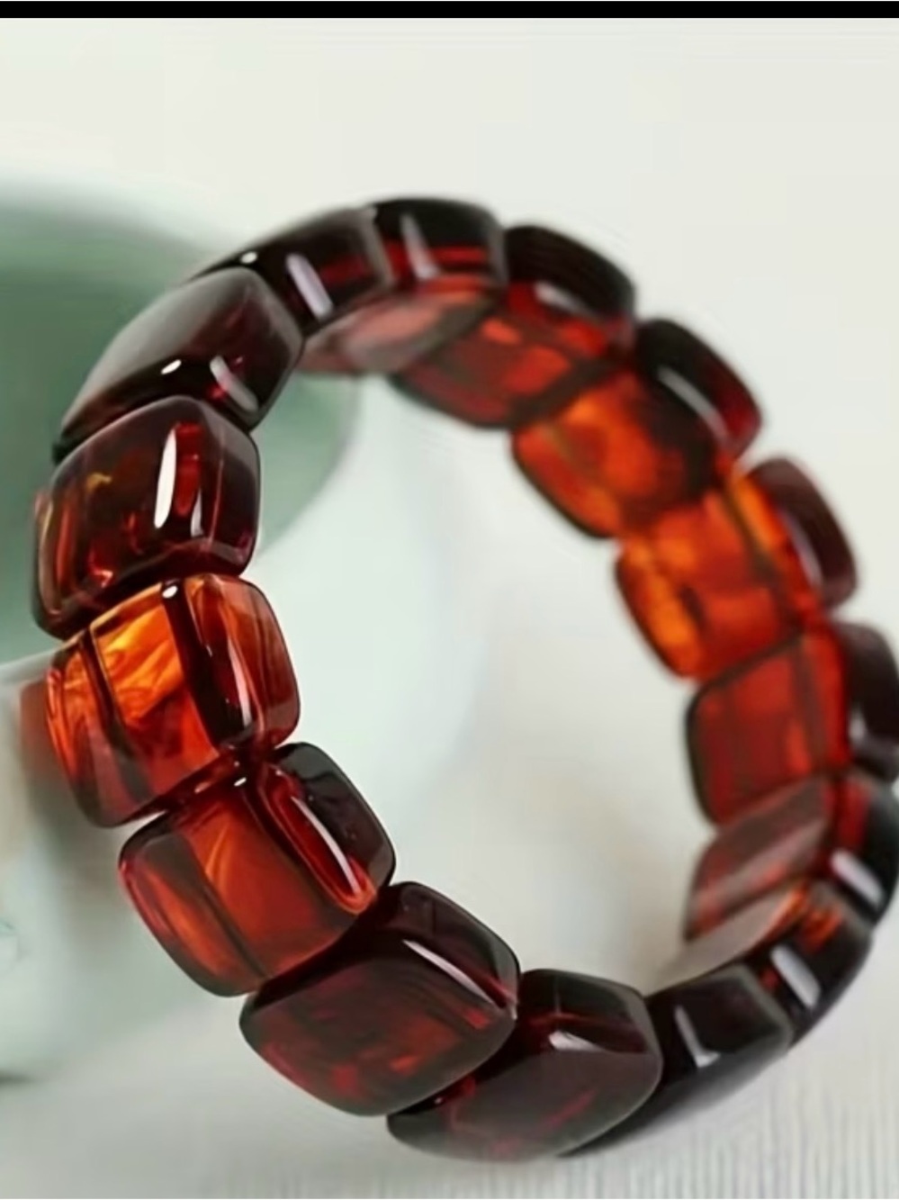 NWOT Faux Amber Tumbled Bead Stretch Bracelet